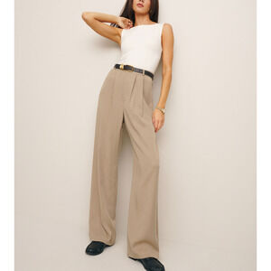 Reformation Petites 'Mason' Tan Twill Pant Size 2p - NWT